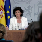 La portavoz del Gobierno, Isabel Celaá, durante la rueda de prensa que ofrece hoy en Madrid posterior al Consejo de Ministros.