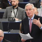 El negociador de la UE, Michel Barnier, durante su intervención en el Parlamento Europeo.