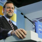 El presidente del PP, Mariano Rajoy, en la comparecencia tras la reunión del comité de dirección