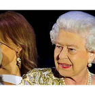 La reina de Inglaterra, Isabel II, saluda a los asistentes de la celebración de sus 60 años en el trono el lunes 4 de junio.