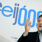 Mariano Rajoy durante un acto del PP ayer en Santiago de Compostela