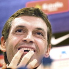 Tito Vilanova, durante la rueda de prensa que ofreció ayer en la ciudad deportiva del Barça.