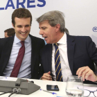 El presidente del PP, Pablo Casado, junto al presidente de la Comunidad, Ángel Garrido.