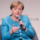 Merkel interviene en un coloquio sobre el futuro de Occidente, en Berlín, el 23 de agosto