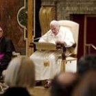 El Papa, durante la audiencia de ministros de la Unión Europea ayer en el Vaticano