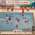 Poster con consejos de seguridad en las piscinas realizado por la Cruz Roja americana.