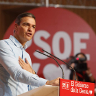 Pedro Sánchez ayer, en la reunión del Consejo Político Federal del PSOE en Zaragoza. JAVIER BELVER