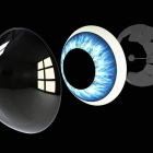 Piezas de lente inteligente MojoLens, que utiliza tecnología de realidad aumentada. mojo vision