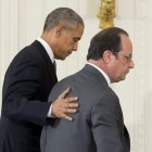 Hollande y Obama, tras su reunión de ayer.