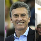 Combo de imágenes de tres de los favoritos. De izquierda a derecha: Scioli, Macri y Massa.