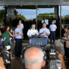 Miembros de las Fuerzas Aéreas brasileñas, durante la conferencia de prensa de ayer.