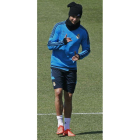 Cristiano Ronaldo, durante el entrenamiento del Madrid.
