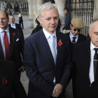 El fundador del portal WikiLeaks, Julian Assange, a su llegada al Tribunal Superior de Londres.