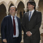 Iceta y Puigdemont, en el Palau de la Generalitat.