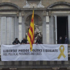 El parque de la Ciutadella (Barcelona) con lazos amarillos, el pasado 17 de enero