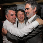 Macías, Folgueral y Álvarez, celebrando los resultados.