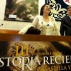 La periodista Victoria Prego junto al presidente de las Cortes, antes de impartir su conferencia