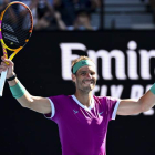 Rafa Nadal celebra uno de sus golpes ganadores frente al francés Mannarino. DAVE HUNT