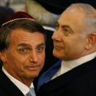 Bolsonaro y Netanyahu, en un acto en una sinagoga en Río de Janeiro