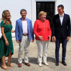 La mujer del presidente, Begoña Gómez, el marido de la canciller, Joachim Sauer, Angela Merkel y Pedro Sánchez. A. CARRASCO RAGEL