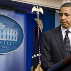Barack Obama, durante la rueda de prensa tras conocer el fracaso del supercomité para pactar la reducción del déficit.