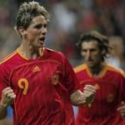 Torres celebra su gol ante Letonia logrado en los minutos finales