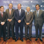 Bengoa, Barazón, García Nevado, Silván, Gutiérrez, Ulibarri y Torné, ayer antes de la jornada.