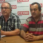 Antonio López y Ursicino Sánchez, de CC OO Bierzo, durante la comparecencia.