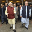 Modi a su llegada a la residencia oficial de Sharif en Lahore.