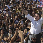 El candidato presidencial ultraderechista brasileño Jair Bolsonaro en un acto político el miércoles en Brasilia.