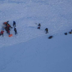 Imagen de las labores de rescate tras el alud que sepultó al joven montañero leonés