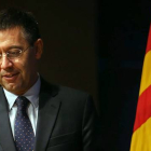 El presidente del Barça, Josep Maria Bartomeu, antes de una rueda de prensa.