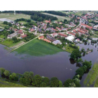 Vista aérea de las inundaciones a causa de la crecida del río Elba en Wuster Damm, ayer.