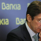 El presidente de Bankia, José Ignacio Goirigolzarri, durante la rueda de prensa.