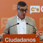 José Manuel Villegas en la rueda de prensa de este sábado en la sede de C's, en Madrid.