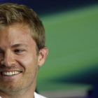 Nico Rosberg, en la conferencia de prensa de ayer en Budapest.