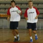 Erevik, a la derecha, junto a Kjelling en el primer entreno del Ademar