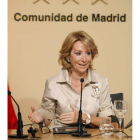 Esperanza Aguirre, tras la reunión del Consejo de Gobierno.