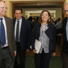 Ángel González Quintanilla, Fidentino Reyero, Milagros Marcos y Ramón Ferrero, ayer en Ferduero. RAMIRO