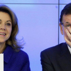 María Dolores de Cospedal y Mariano Rajoy, en el comité ejecutivo del PP, este lunes.
