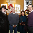 El artista Uriarte, Javier Gómez, responsable de Camarote Madrid, la artista Elda Arangüena y Pablo Martínez, de Espacio-E.