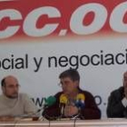 Representantes del sindicato en la rueda de prensa de ayer