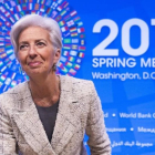 La directora gerente del Fondo Monetario Internacional (FMI),  Christine Lagarde,  durante una rueda de prensa en Washington.