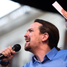 Pablo Iglesias durante un mitin en Vitoria, en la campaña del 26-J.