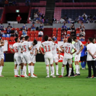 La selección en el anterior partido contra Japón. EFE/ Pedro González