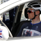 Chris Froome, el sábado, en el coche de la selección británica.