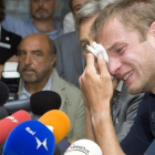 Schwazer, llorando en Bolzano en una rueda de prensa anterior sobre dopaje.