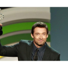 Huggh Jackman, ayer, en el palacio Kursaal de San Sebastián tras recibir el premio Donostia.