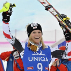 Marlies Schild, tras imponerse en la prueba de eslalon en la Copa del Mundo de esquí alpino que se disputa en Lienz (Austria).