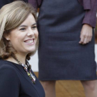La vicepresidenta del Gobierno, Soraya Sáenz de Santamaría, tras la foto oficial del nuevo Ejecutivo de Mariano Rajoy.
